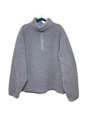 KAID Vintage 90s Gray Fleece Sweater Jacket Sz 2XL 1/2 Zip Warm Outdoors Layer